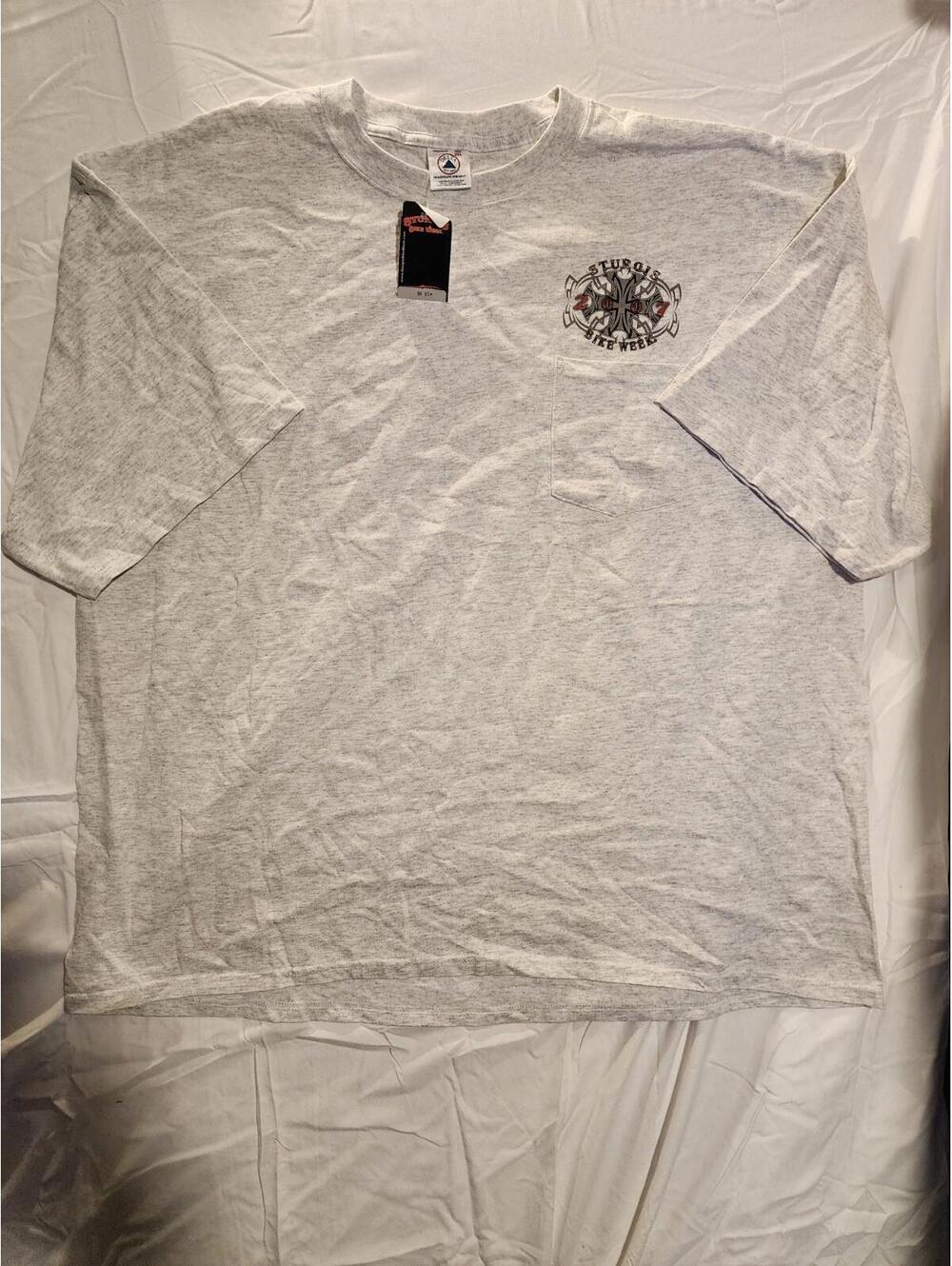 NWT Deadstock Grey Sturgis 2007 Bike Week Shirt. Size 3x. Delta Magnum Weight